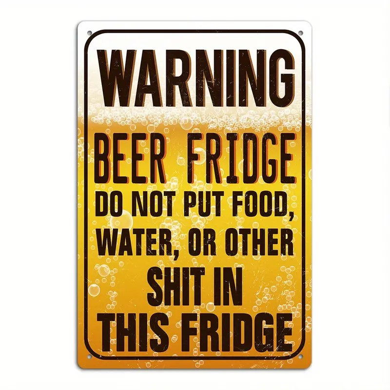 Wine Beer Fridge - Pancarte en métal vintage humoristique -