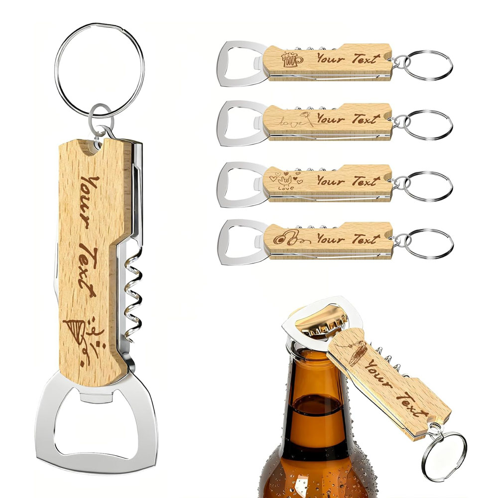 Beer Wine Hobby - Porte-clés ouvre-bouteille avec logo gravé personnalisé