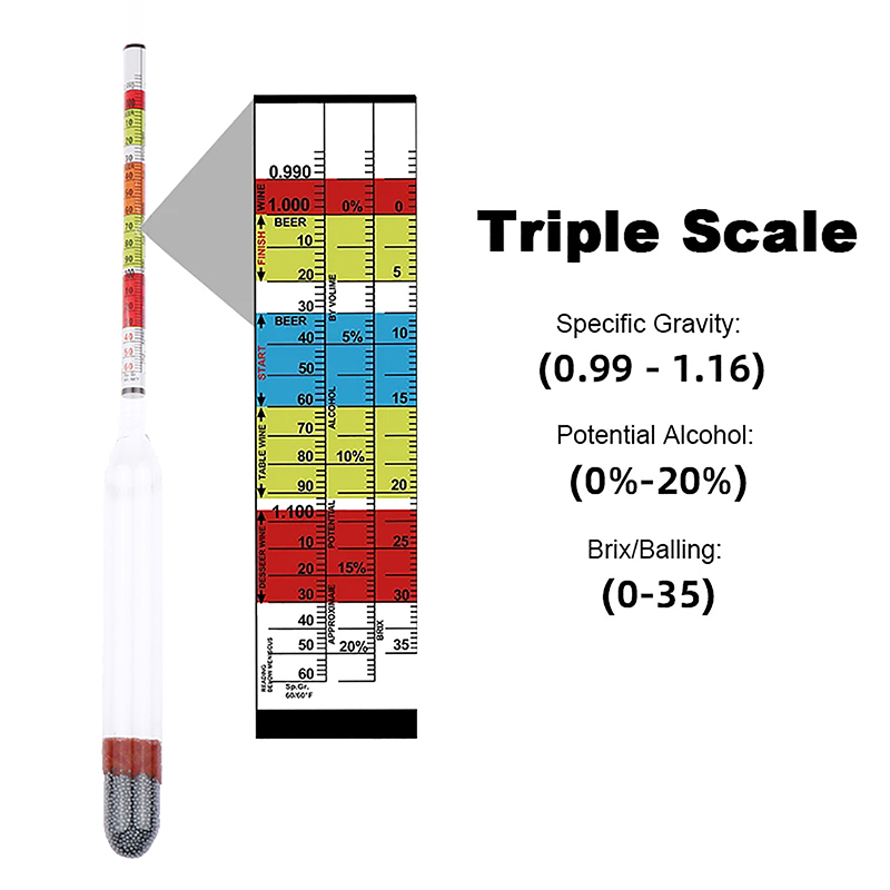 Hydromètre triple échelle pour - Wine Beer And Cider avis et prix
